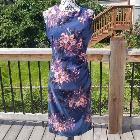 NWT Apricot Blue Floral Sleeveless Dress - Picture 1 of 8